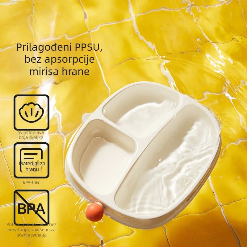 Imperial Favorite Dječji PPSU tanjur s usisnim dnom za samostalno hranjenje, podijeljeni tanjur za djecu (od 6 mjeseci)