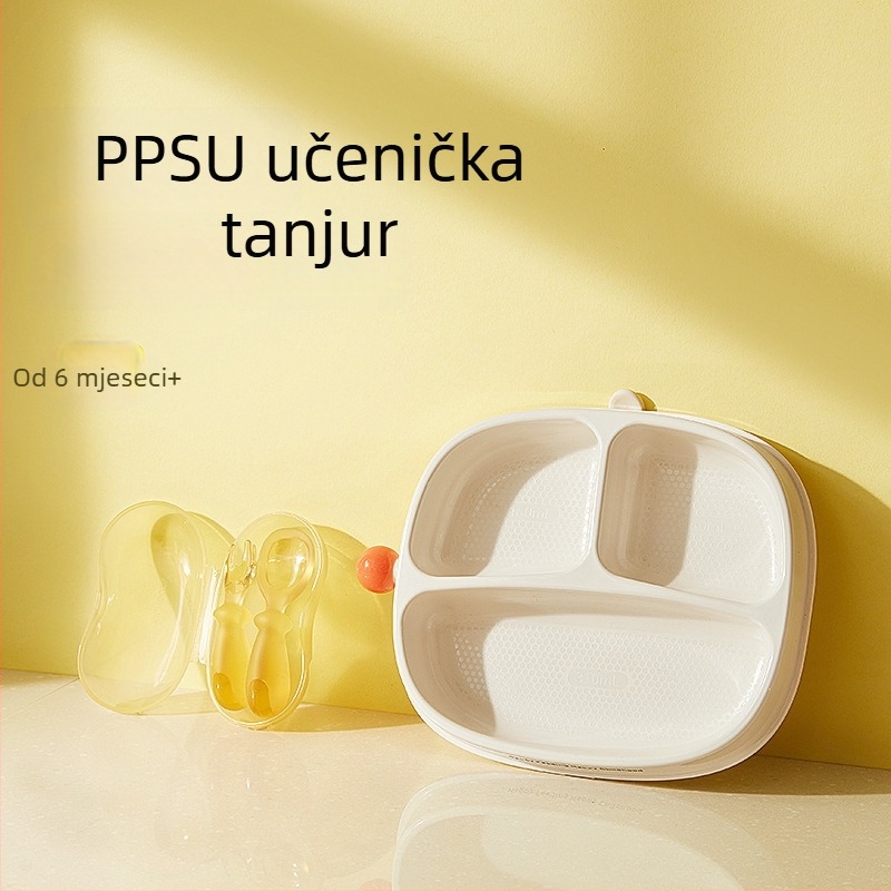 Imperial Favorite Dječji PPSU tanjur s usisnim dnom za samostalno hranjenje, podijeljeni tanjur za djecu (od 6 mjeseci)