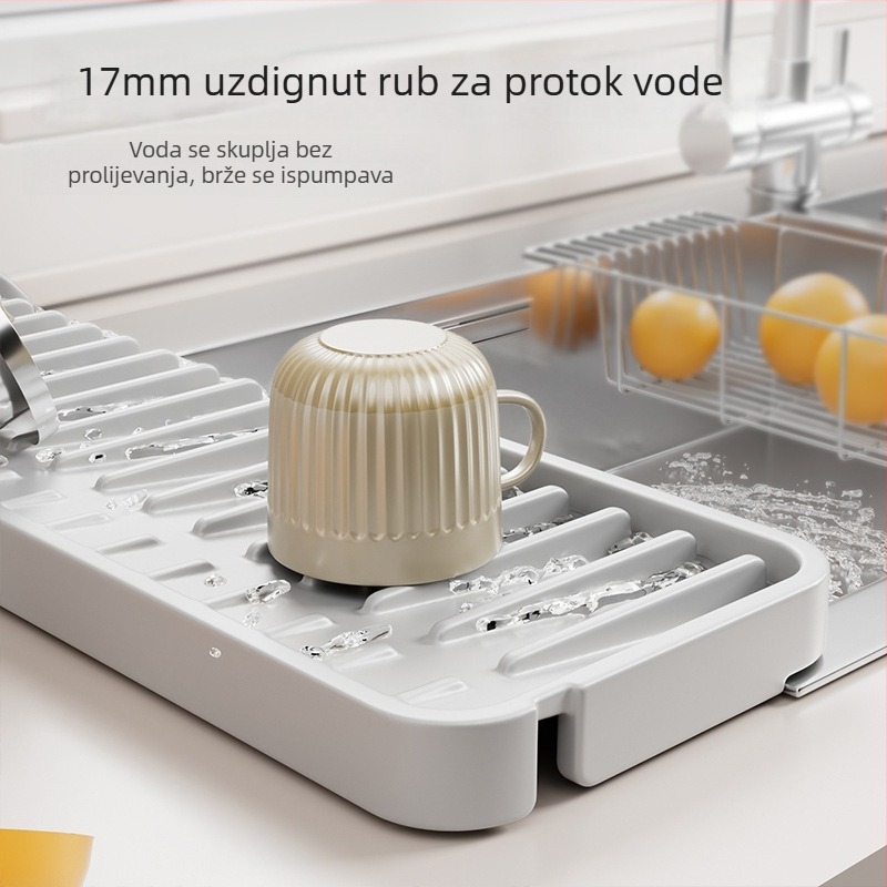 Silikonska podloga za odvod vode u kuhinji, sklopiva s uskim rubom, apsorpcijski nagib, moderan stil