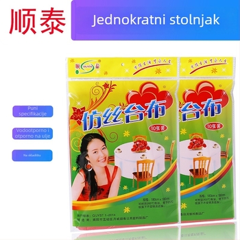 Jednokratni stolnjak, plastični (PE), kvadratni oblik, nježan kao svila, otporan na ulje i vodootporan, s otiskom logotipa