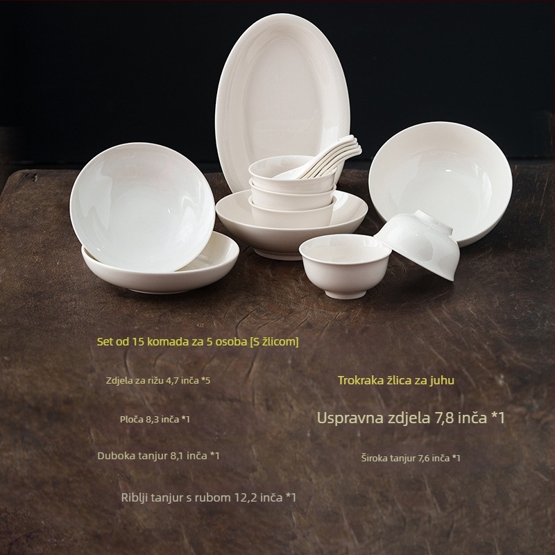Porcelanski set posuđa za stol | univerzalna kompatibilnost, kineski stil, ručna izrada, prilagodljiv, 15-29 komada