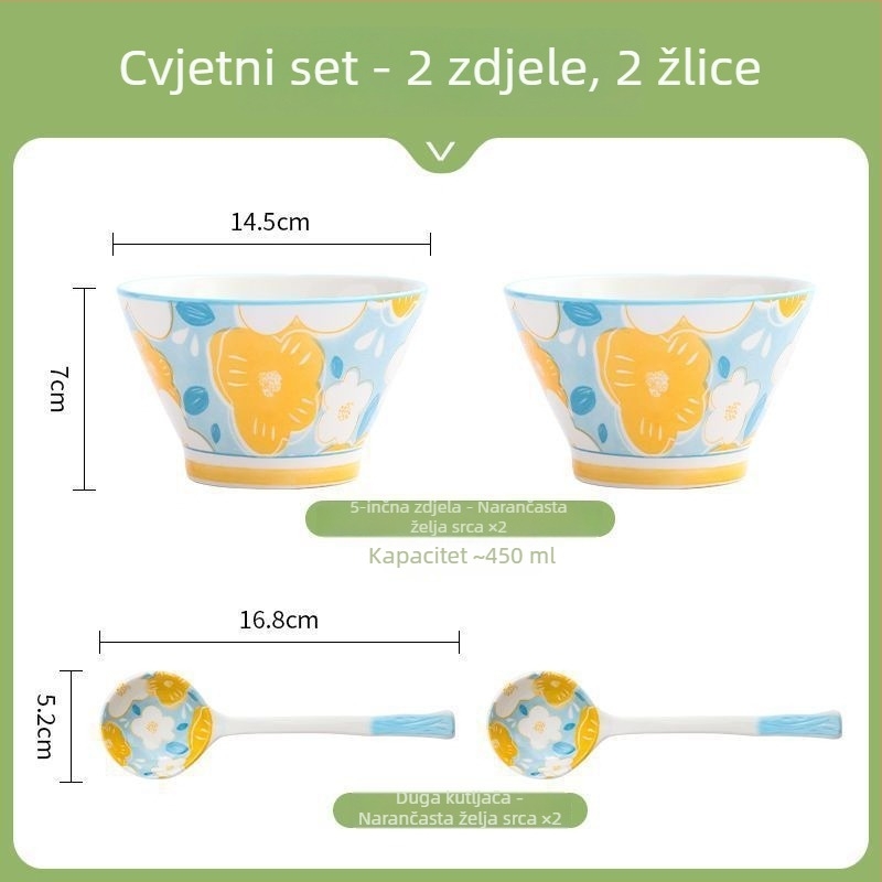 Keramička konusna zdjela za rižu, japanskog stila, s podglazurnim završetkom, sigurna za mikrovalnu, za djecu