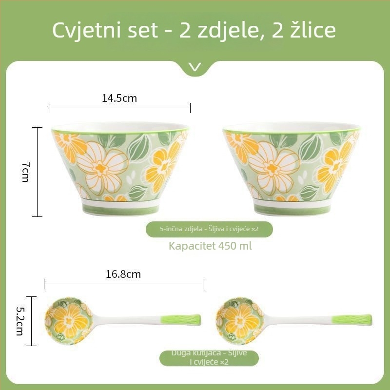 Keramička konusna zdjela za rižu, japanskog stila, s podglazurnim završetkom, sigurna za mikrovalnu, za djecu