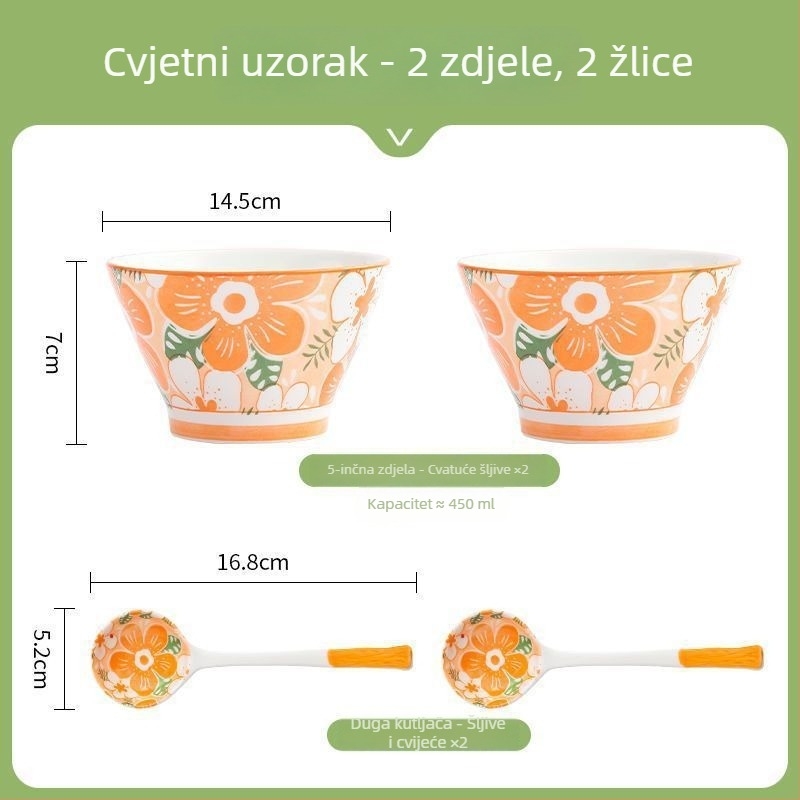 Keramička konusna zdjela za rižu, japanskog stila, s podglazurnim završetkom, sigurna za mikrovalnu, za djecu