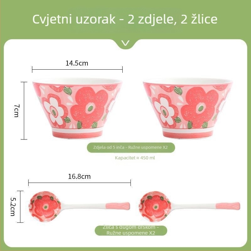 Keramička konusna zdjela za rižu, japanskog stila, s podglazurnim završetkom, sigurna za mikrovalnu, za djecu