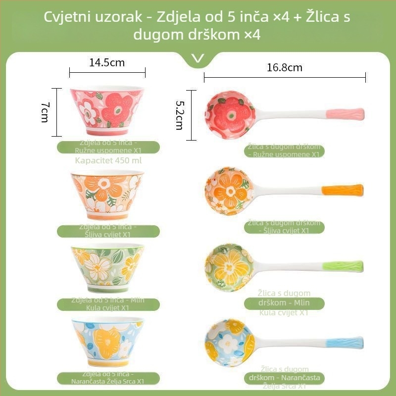 Keramička konusna zdjela za rižu, japanskog stila, s podglazurnim završetkom, sigurna za mikrovalnu, za djecu
