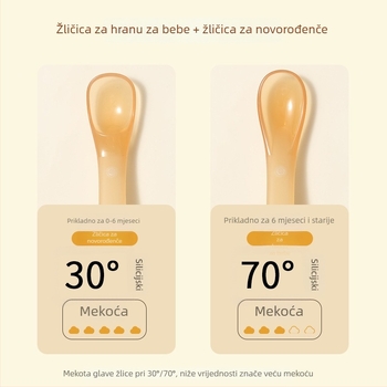 Silikonska dječja žličica, mekana žličica za hranjenje, 2 komada u pakiranju, pogodno za djecu od 3 mjeseca, svjež i sladak stil