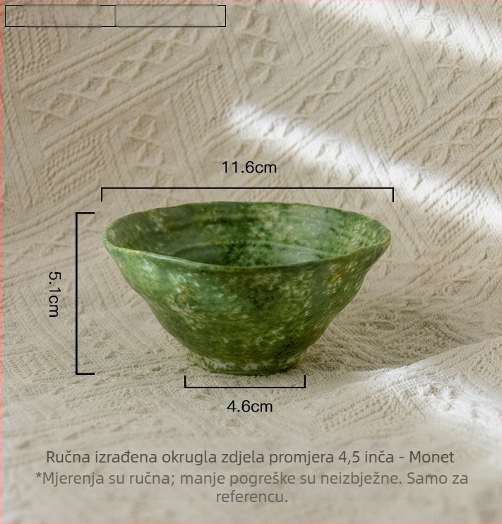 Set kamenog posuđa za jednu osobu — retro stil chinoiserie, nepravilni oblik, nije pogodno za mikrovalnu