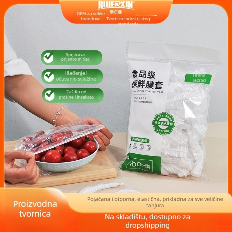 Jednokratni PE poklopac za posudu za čuvanje hrane, debeli, bez kidanja, 1 kom, 240 vrećica u velikom paketu