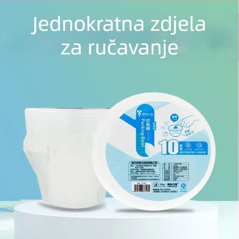 Jednokratne okrugle kutije za obrok, prozirne, set od 10 komada, nisu pogodne za mikrovalnu pećnicu