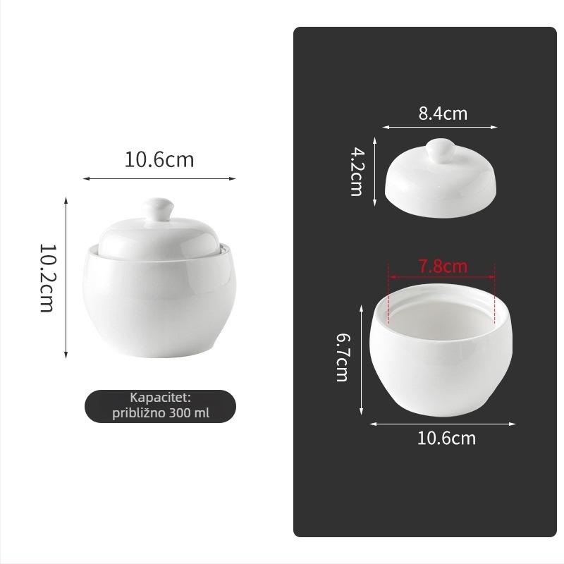 Porcelanska zdjela juhe s poklopcem za vodenu kupelj, okruglog oblika, mikrovalna pogodna, ispod glazure