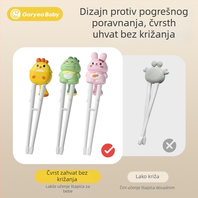 Goryeobaby učne štapiće - ABS materijal, Tiger Mouth dizajn, 2 komada, za bebe i djecu od 24 mjeseca