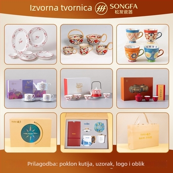 Songfa set posuđa od kostnog porcelana s cvjetnim uzorkom, moderan minimalistički stil, pogodan za mikrovalnu pećnicu