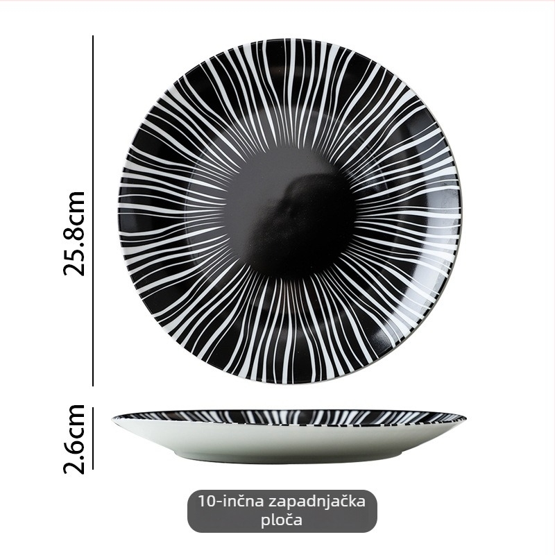 Porcelanska tanjura zapadnog stila za večeru, okrugla promjera oko 20 cm, pogodna za tjesteninu i steak – kućno posuđe