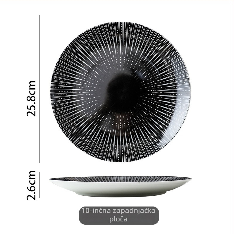 Porcelanska tanjura zapadnog stila za večeru, okrugla promjera oko 20 cm, pogodna za tjesteninu i steak – kućno posuđe