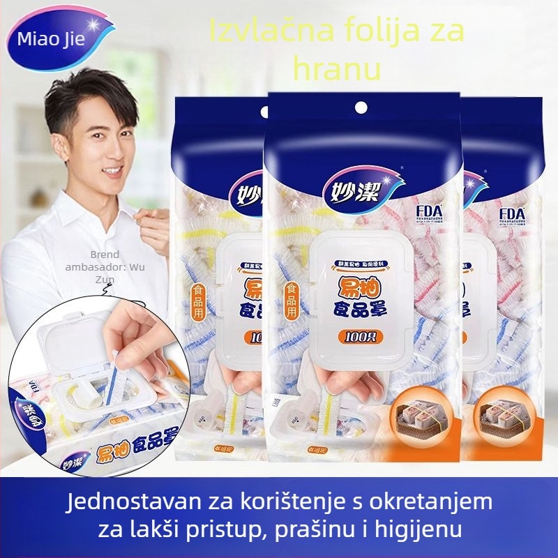 Miaojie Jednokratni plastični poklopac za foliju za hranu u hladnjaku, višestruko namijenjen, 1 kom