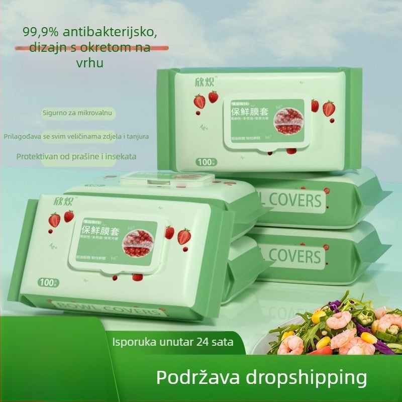 Set poklopci za očuvanje svježine s PE prašinskim poklopom i jednokratnim vrećicama (12+ kom; kutija 80; brutto 200 g; rok trajanja 3 godine; višefunkcionalan)