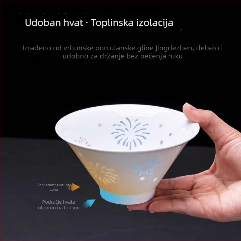 Sedmobojna porculanska zdjela s cvjetnim uzorkom, ručno oslikana, keramika, promjer 12–12,9 cm, moderni minimalistički dizajn, idealan poklon.