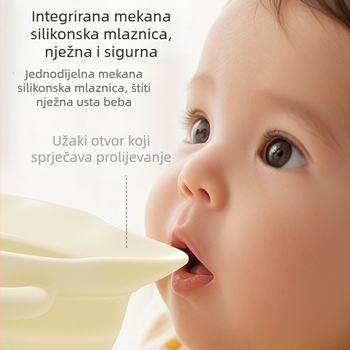 Silikonska dječja zdjela s usisnom čašom, crtić dizajn, sklopiva, silikon za prehrambenu upotrebu, od 3 mjeseca
