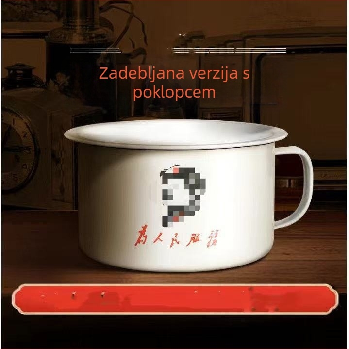 Emalirana zdjela s poklopcem, velike kapacitete, okrugla, lako se čisti, promjer 14 cm