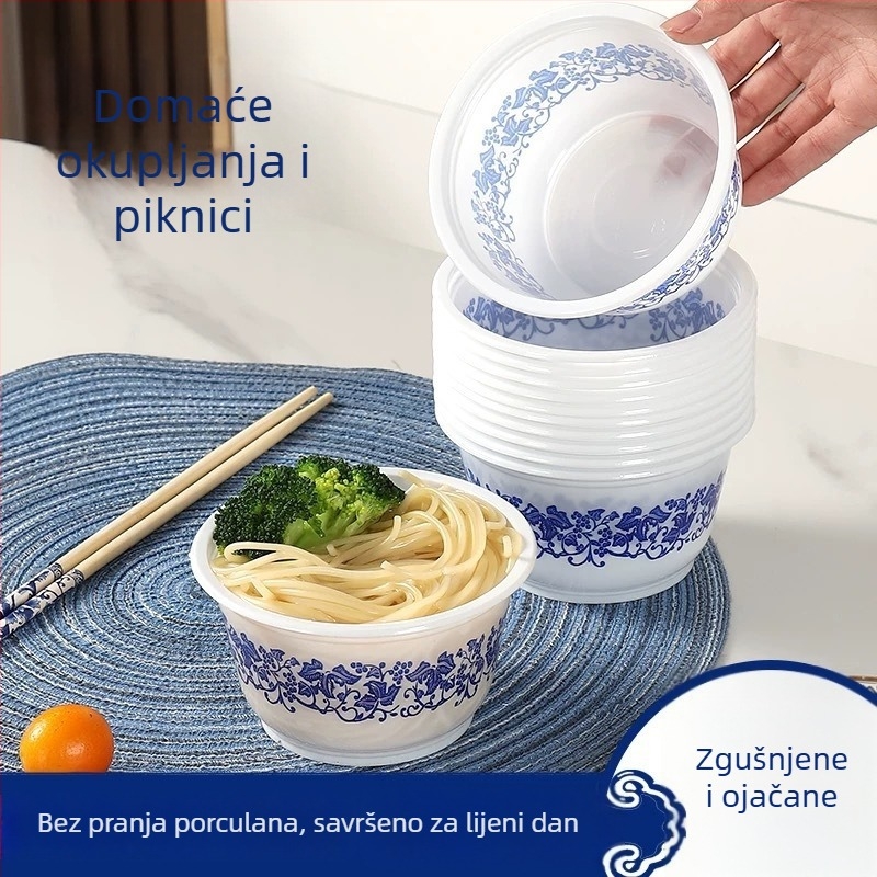 Jednokratna plastična okrugla zdjela, zapremina 360 ml, debljina 100, 40 komada po pakiranju, kutija 1000 komada