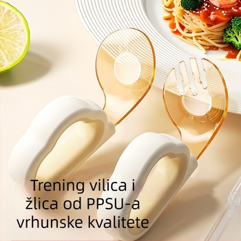 Dječji set vilice i žlice za učenje jela, silikon, od 12 mjeseci
