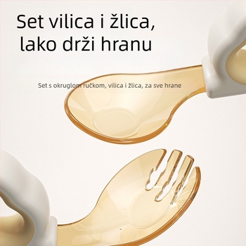Dječji set vilice i žlice za učenje jela, silikon, od 12 mjeseci