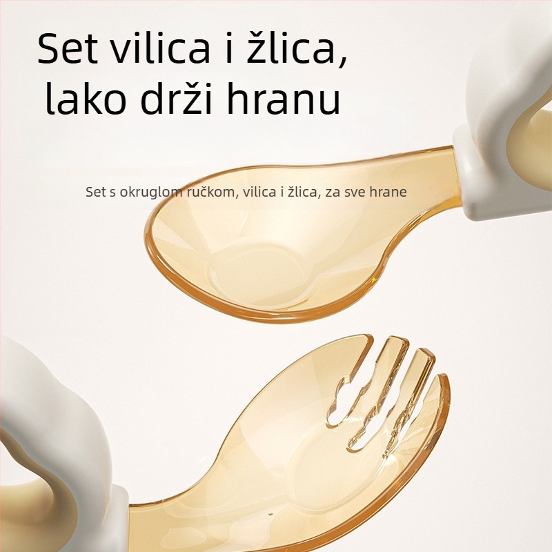 Dječji set vilice i žlice za učenje jela, silikon, od 12 mjeseci