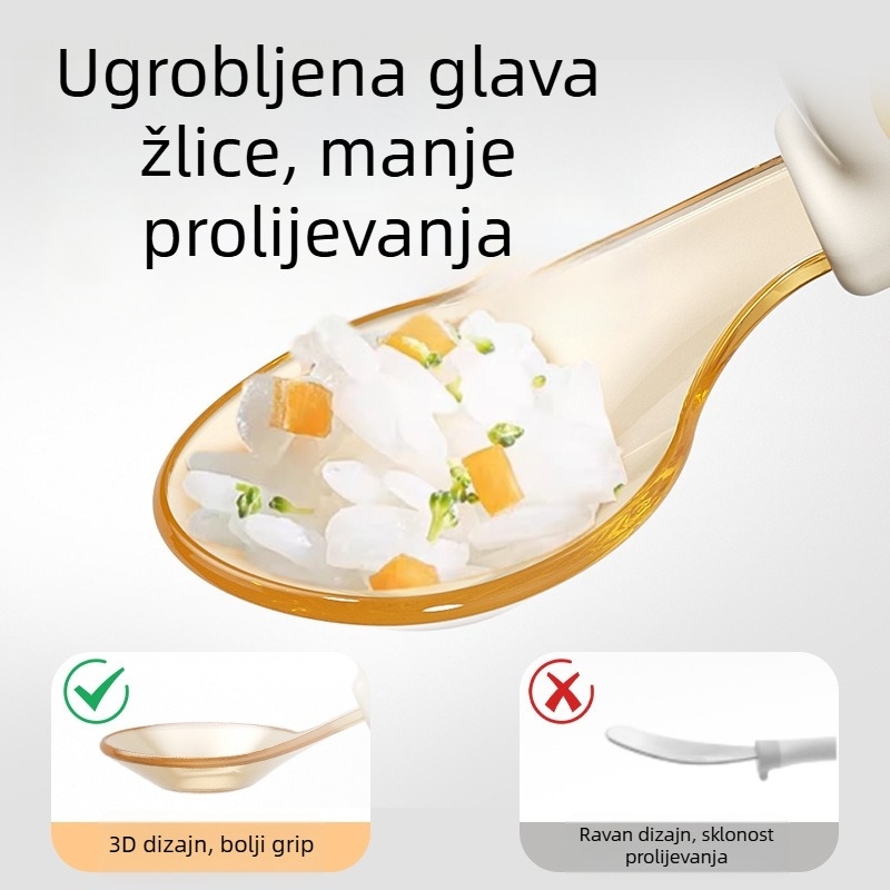 Dječji set vilice i žlice za učenje jela, silikon, od 12 mjeseci