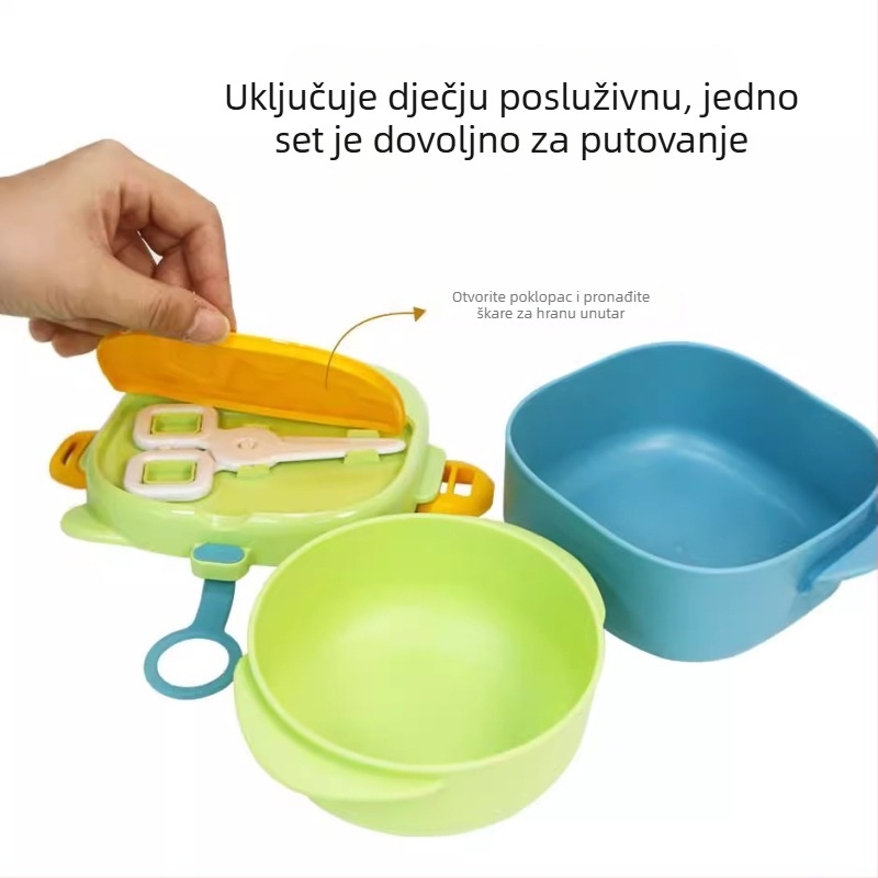 BIBOO Dječja zdjela za hranjenje – termoizolirana od 316 nehrđajućeg čelika, PP + čelik, crtani stil, set od 4 komada, za bebe preko 6 mjeseci