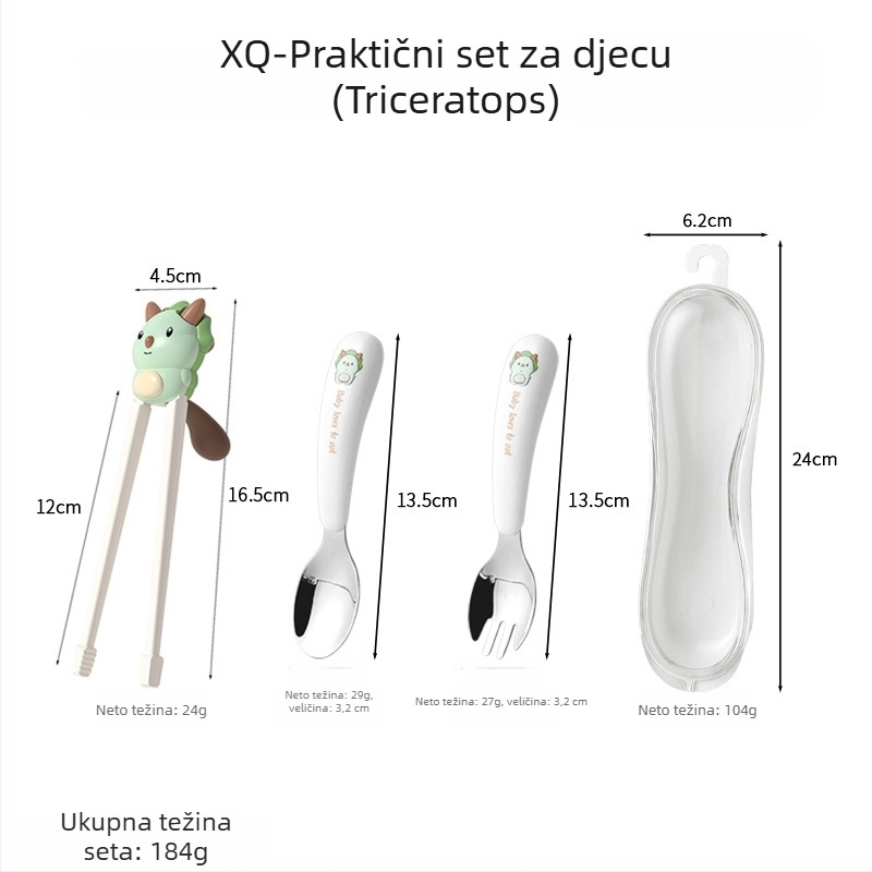 Hong Junda Set za učenje štapića za jelo s dječjom žlicom i vilicom — polipropilen, za djecu od 6 mjeseci, 1 set