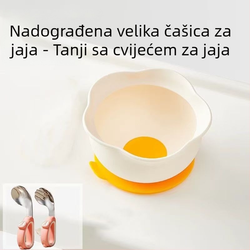 Dječja silikonska posuda za hranjenje s vakuum bazom — sve-u-jednom, otpornost na padove i toplinu, za djecu od 6 mjeseci, sladak karikaturistički dizajn