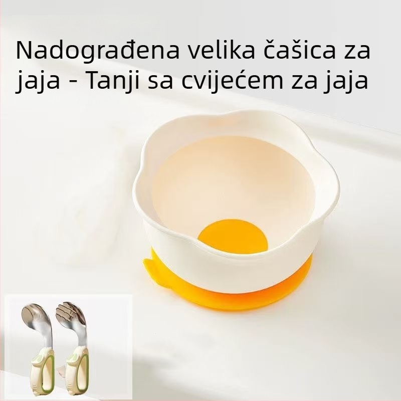 Dječja silikonska posuda za hranjenje s vakuum bazom — sve-u-jednom, otpornost na padove i toplinu, za djecu od 6 mjeseci, sladak karikaturistički dizajn