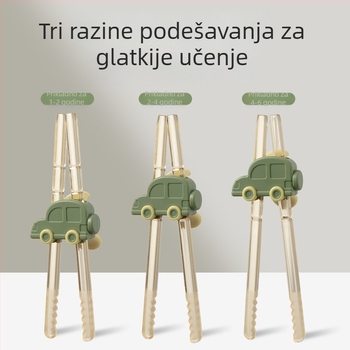 Dječje naučne štapiće za jelo u obliku automobila s dizajnom tigrovih usta, ABS materijal, od 24 mjeseca, 1 set