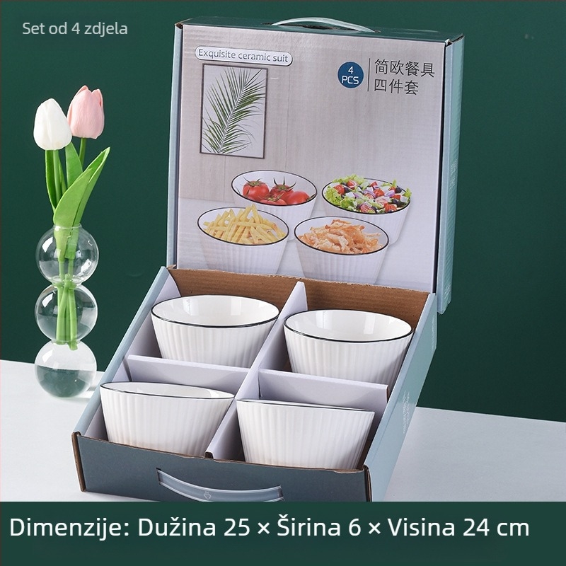 Protuklizni keramički set posuđa sa zdjelama, kapacitet 300 ml, ručno izrađeno, dostupan u skupovima od 2 do 5 komada