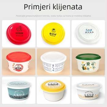 Jednokratna kutija za dostavu s otisom, prilagođena debela kutija s protivkrađnim zaključavanjem, prehrambeni PP materijal, pogodna za mikrovalnu pećnicu