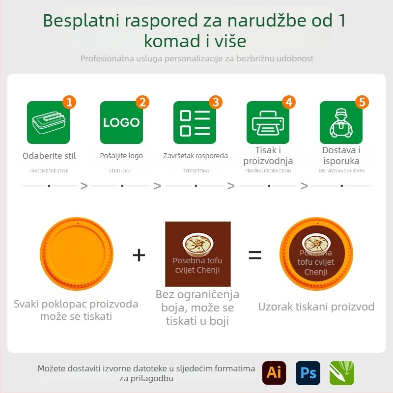 Jednokratna kutija za dostavu s otisom, prilagođena debela kutija s protivkrađnim zaključavanjem, prehrambeni PP materijal, pogodna za mikrovalnu pećnicu