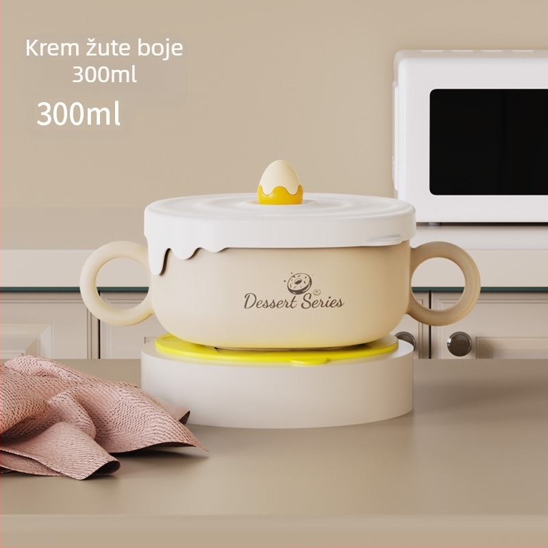 Posuda za hranu za bebe od 316 nehrđajućeg čelika, s držačem, otpornost na padove, za bebe starije od 6 mjeseci, crtani stil svježe i slatko, Jiayi Beibi