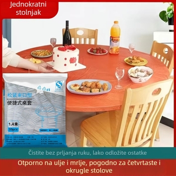 Jednokratni plastični stolnjak s elastičnim šnurom, proziran, okrugli, promjer 0,8–1,8 m, za kućnu i restoransku upotrebu