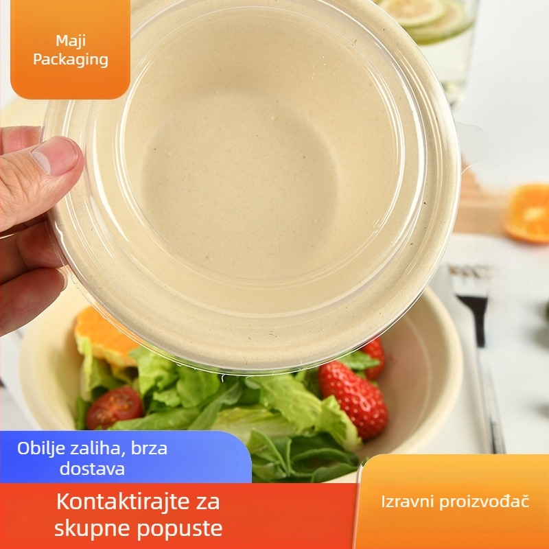 Jednokratna posuda od pulp papiruma za jogurt i voćnu salatu, okrugla, 340 ml, biorazgradiva, prilagodljiva (300 komada u kutiji)