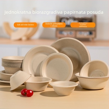 Jednokratna zdjela od pulpe – razgradiva, oblik zdjele, moderni minimalistički stil