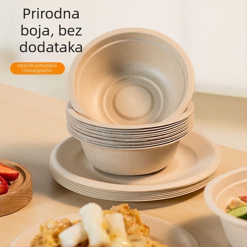Jednokratna zdjela od pulpe – razgradiva, oblik zdjele, moderni minimalistički stil