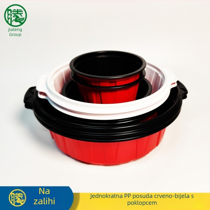 Jednokratna zdjela za juhu, crveno-bijela crna, prehrambene PP, debeli, otporna na visoke temperature, 250-2000 ml, pakiranje za jastoga