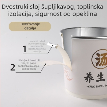 Jednokratna papirnata zdjela s dvostrukim slojem aluminijske folije, okrugla kutija za hranu za dostavu, mogućnost tiska logotipa