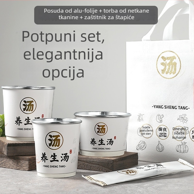 Jednokratna papirnata zdjela s dvostrukim slojem aluminijske folije, okrugla kutija za hranu za dostavu, mogućnost tiska logotipa