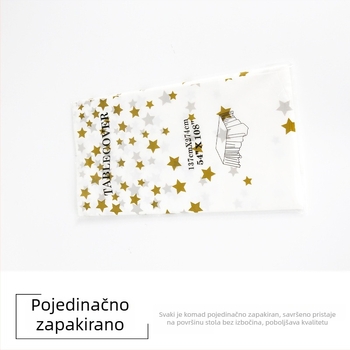 Jednokratni PEVA stolnjak, deblji, vodootporan, otporan na ulje, uzorak zvijezda i točkice, za rođendan i zabavu