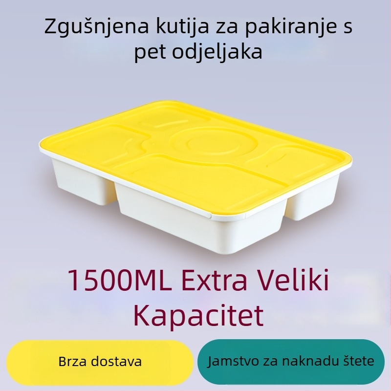 Healthy People kutija za ručak s pet odjeljaka, jednokratna, zaključavanje protiv krađe, mikrovalna sigurnosna, PP materijal
