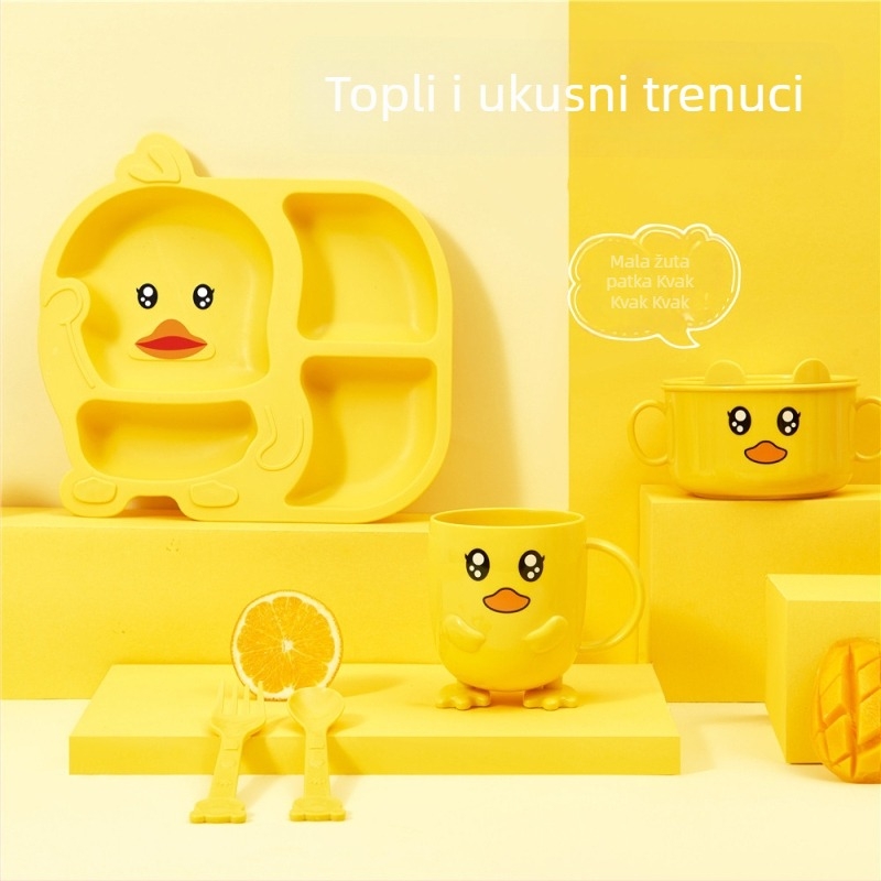 Dječji tanjur s podjeljenim dijelovima, crtani stil, PP materijal, za djecu od 3 mjeseca
