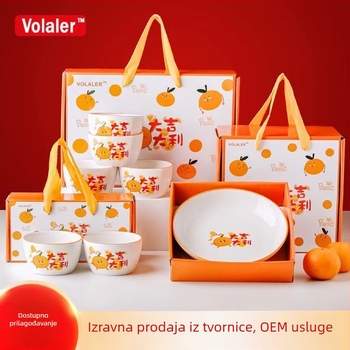 Set zdjela i štapića za jelo, porculan, uzorak Great Gedali, okrugli oblik, premaz iznad glazure, mikrovalna kompatibilno