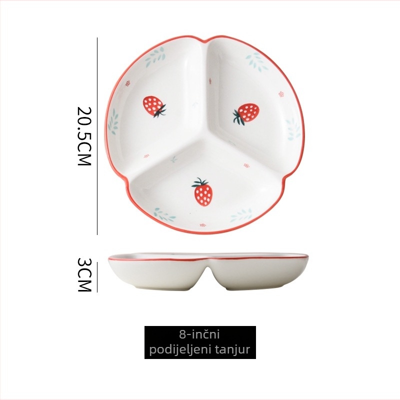 Porcelanski podijeljeni tanjur za porcije – nordijsko-japanski minimalistički stil, pogodna za mikrovalnu, podglazurna završna obrada